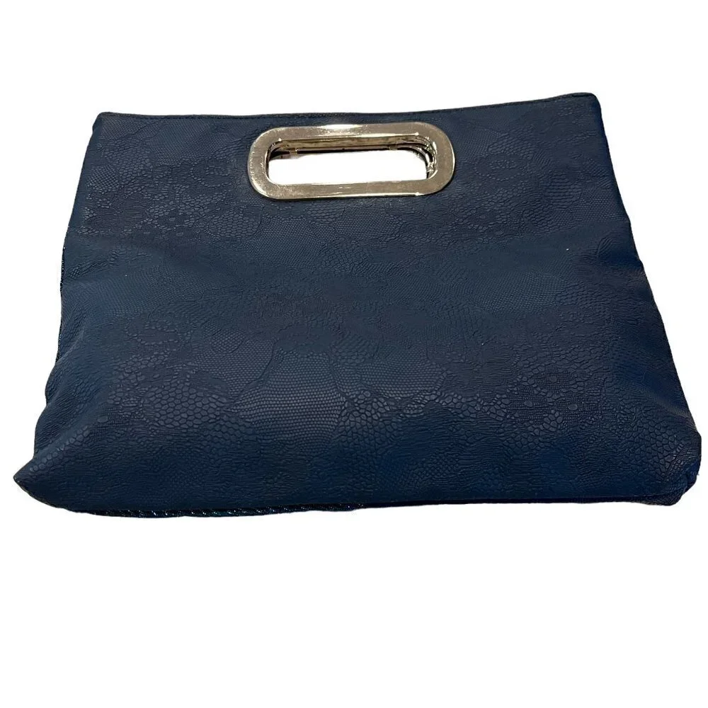 Vintage Ethel & Myrtle Inc. Blue Iridescent Peacock Inspired Tote Handbag